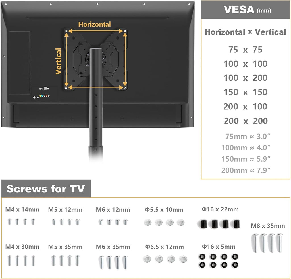TV Floor Stand for 13-50 inch TVs up to 44 lbs, Max VESA 200x200mm - Image 8