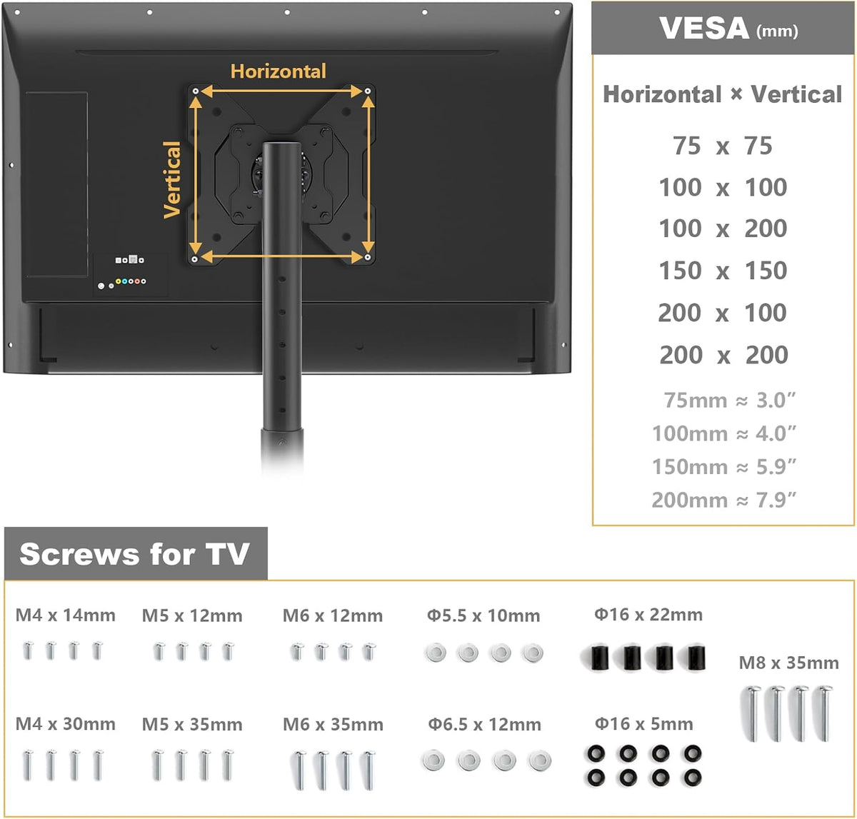 TV Floor Stand for 13-50 inch TVs up to 44 lbs, Max VESA 200x200mm - Image 8