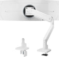 monTEK Single Monitor Arm for Max 45 Inch Ultrawide Screens, Holds 35 Lbs | Adjustable Monitor Desk Mount with C Clamp/Grommet Desk Mount, Cable Management, VESA 75/100mm, White by monTEK