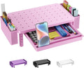 WALI Computer Monitor Stand with Storage, Desk Organizer with Drawer and Pen Holder, Desk Monitor Riser 3 Height Adjustable, Laptop Riser for Computer, Laptop, Printer (PTT003-P), 1 Pack, Pink by WALI