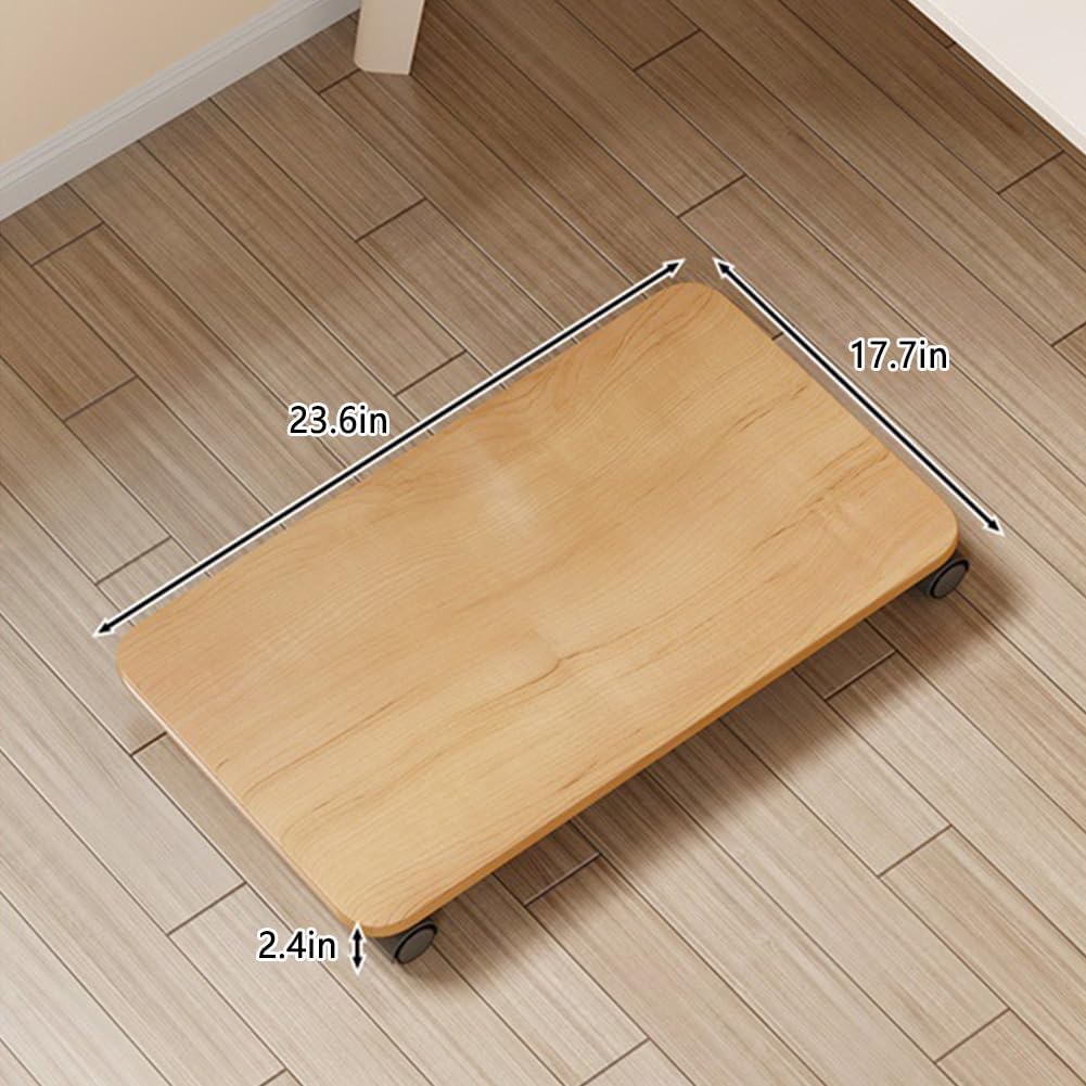 Mobile CPU Holder with 4 Caster Wheels, Universal Floor Standing Computer Tower Stand for Under Desk & Floor, Available Size PC Cart for Desktop Cases (Natural Wood, 23.6*17.7in) - Image 2