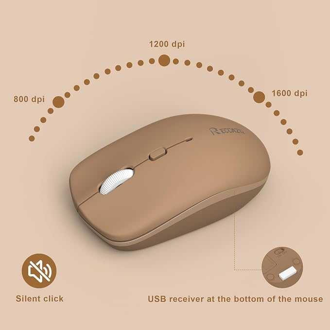 Wireless Keyboard and Mouse Combo Silent for Office and Home(Mocha Color-A) | 2.4G Full Size Silent Cordless Keyboard with Tilt Legs,3-Level DPI Quiet Mouse,for Windows/Mac OS/Desktop/Laptop/PC - Image 7