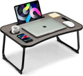 Foldable Lap Desk, Laptop Bed Desk, Portable Lap Table, Laptop Bed Table with Cup Holder & Tablet Slot & Lifting Handle for Working Writing Drawing & Eating - Gray by VIFOCAE