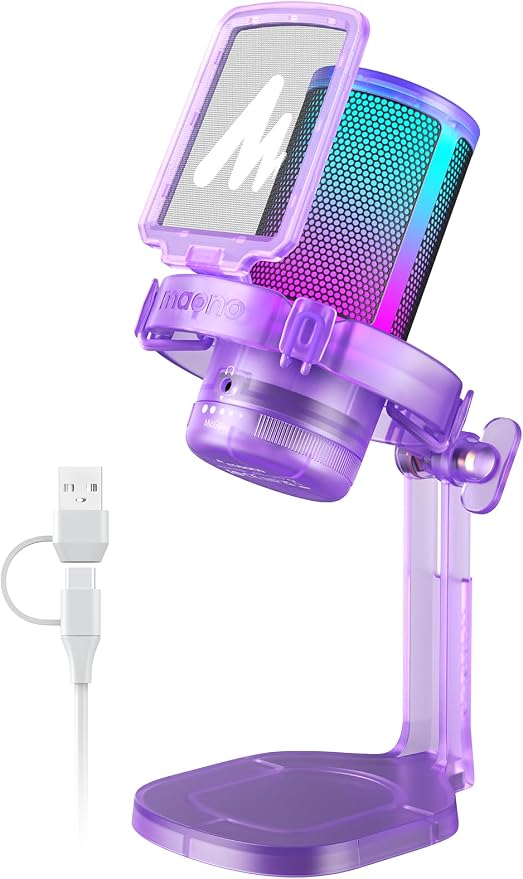 MAONO DGM20 USB Gaming Microphone for PC with Clear Voice & RGB Lighting | Noise Reduction, Tap-to-Mute, Gain Control and Plug & Play for Discord, Streaming, Podcasting, Chat and PS5/PS4 Gaming by MAONO