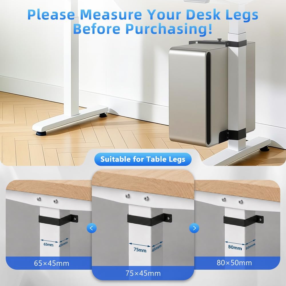 Under Desk PC Mount for Standing Desk, Clamp-On CPU Holder, 50lbs Capacity - Image 8