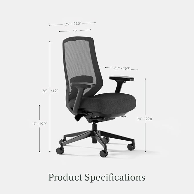 Branch Ergonomic Chair Pro, Mesh Office Chair with 14 Points of Adjustment | Height, Depth and Tilt Adjustable, 5D Armrests, Forward Tilt, Smooth Recline, and Lumbar Support, Black - Image 3