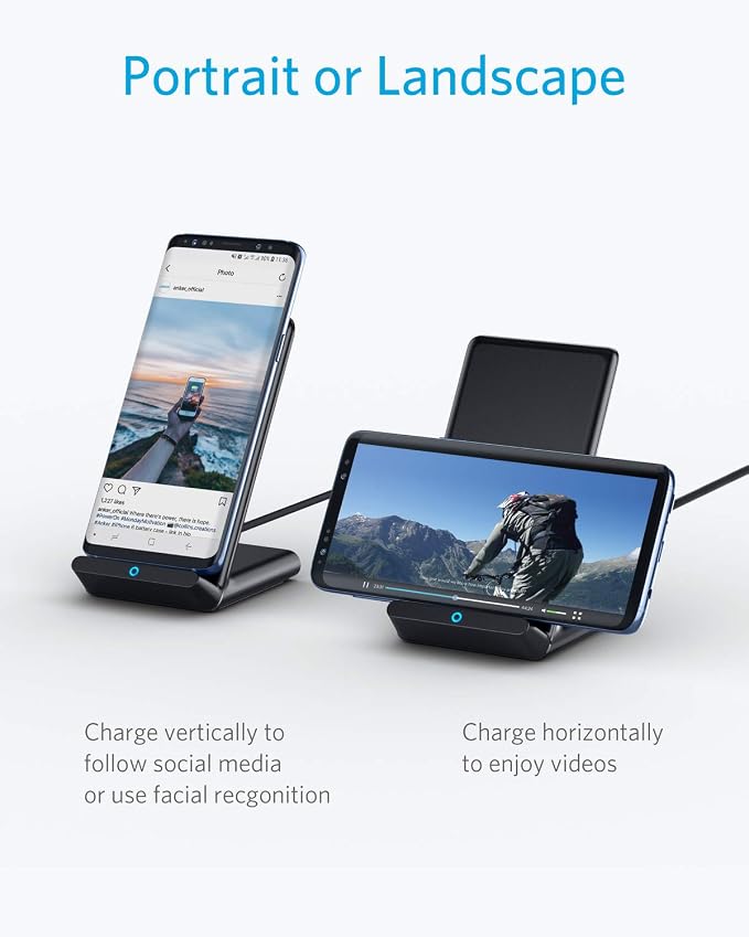 Anker 313 Qi-Certified 10W Max Wireless Charger Stand | Fast Power for iPhone 15 / 14 / 13 / 12 / 11 / X, Galaxy S23 / S22, and More (2-Pack, Micro-USB Cable, Adapter Not Included) - Image 4