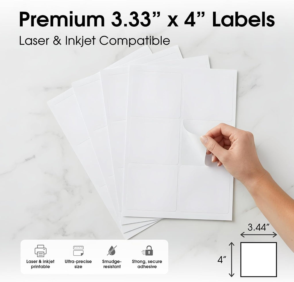 4" X 3.33" Matte White Printable Shipping Labels (30 Sheets, 180 Stickers) - Image 2