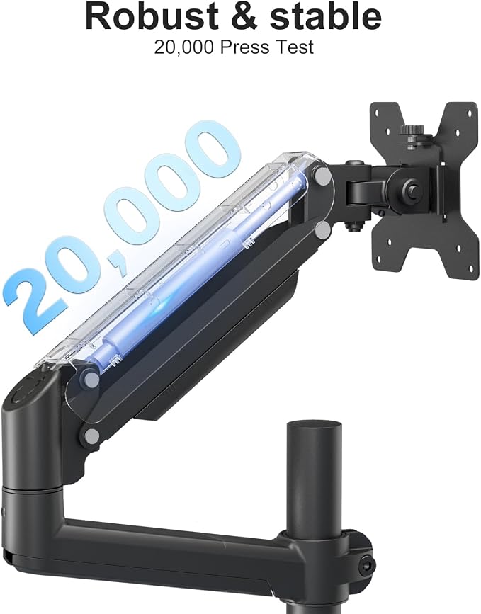 WALI Tall Dual Monitor Desk Mount for 13-33 inch Screens, 19.8 lbs per Arm | Dual Monitor Arms for 2 Monitors, Full Motion with Tilt, Swivel, Rotation, C-Clamp & Grommet, VESA 75/100mm (GSDM002), Black - Image 5