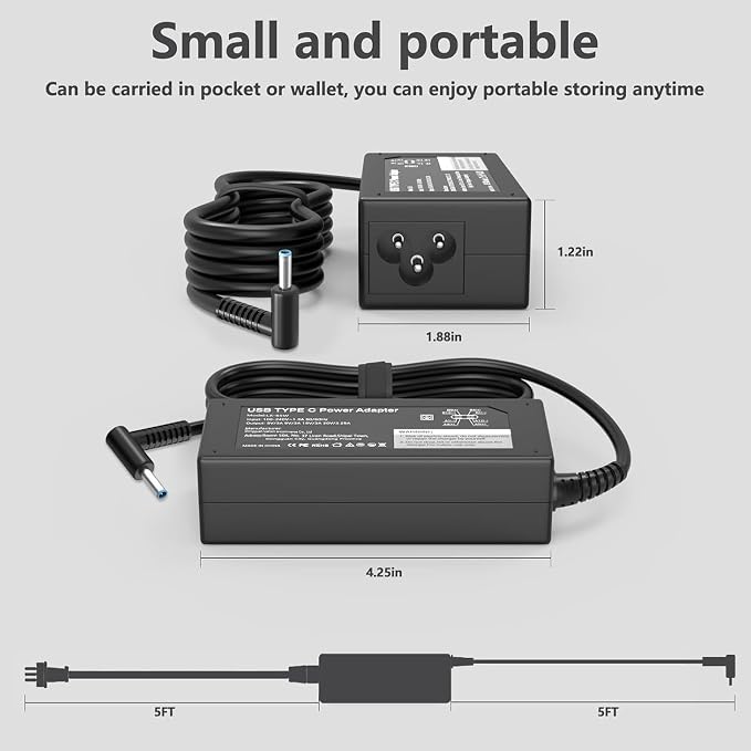 65W Laptop Charger for HP Pavilion/Model 14 15 17,Notebook,Stream,ProBook | Compatible with For HP Pavilion X360 11 14 15 17,Stream 11 13 14,Envy 13 15 X360,Elitebook 840 G5,Probook,Zbook,Notebook - Image 4