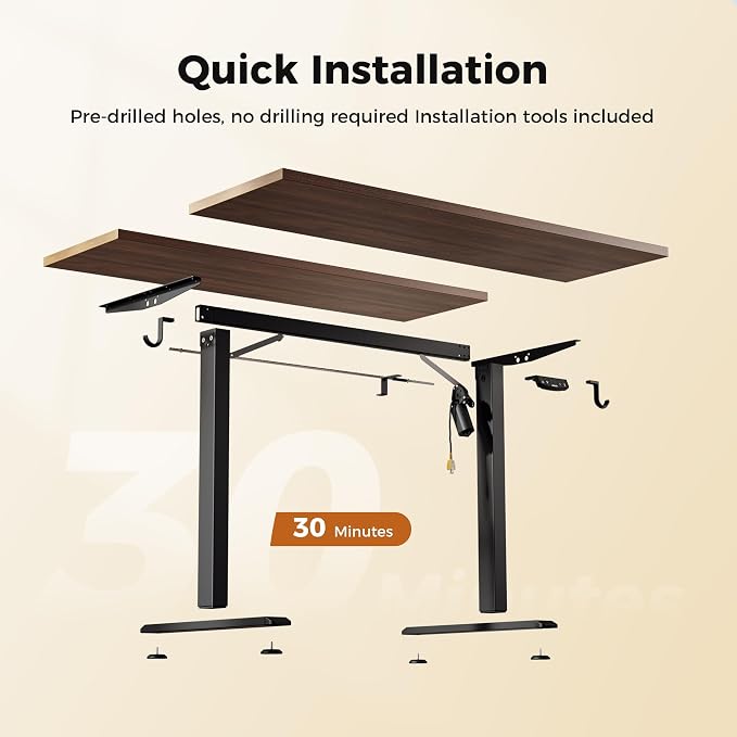 Agilestic Electric Height Adjustable Standing Desk, 55 Inch, Dark Walnut | Smooth Height Adjustment, Memory Presets, Hooks, Stable Steel Frame,154 lbs Capacity, Easy Assembly, Splice Board - Image 8