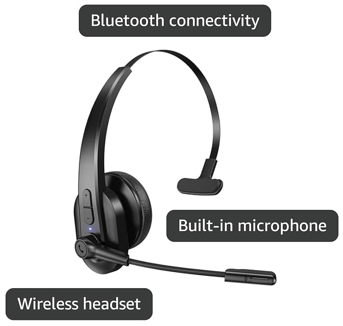 Sarevile Wireless Headset with Microphone, Bluetooth Headset for Cell Phones, Computer, Zoom Skype Mettings, On Ear for Work - Image 2