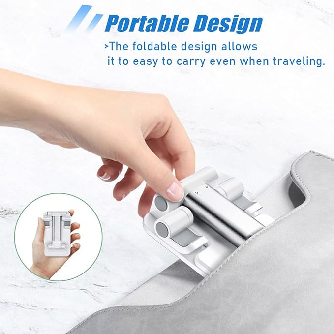 2 Pcs MT-6 Cell Phone Holder, Adjustable Angle and Height, Anti-Slip Silicone Pad, Foldable and Portable, Compatible with 4-8 Inch Devices - Image 4