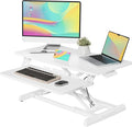 JOY worker 32" Standing Desk Converter, Height Adjustable Stand Up Riser | White Desktop Sit to Stand Riser with Fixed Keyboard Tray, Monitor and Laptop Workstation, Particle Board, for Home Office by JOYworker