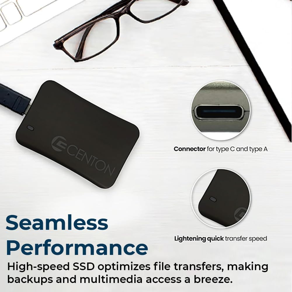 Centon External SSD (Silver Metallic), USB-C 3.2 Gen 2, 500GB - Image 7