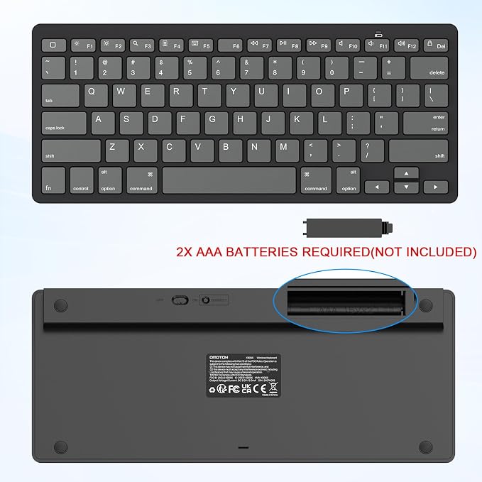 OMOTON Ultra-Slim Bluetooth Keyboard for iPad,iPad Pro/Air/Mini,iPhone | Stable Wireless iOS Keyboard with 12 Multimedia Keys, Portable for Office, Business, Travel, School, Graphite Black & Gray - Image 4