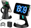 Wireless Charger,3 in 1 Charging Station,15W Phone Charger Stand | Compatible with Mag-Safe Charger for iPhone 17/16/15/14/13/12 Series, Apple Watch, AirPods (Adapter Included) by Utotrip