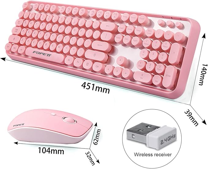Keyboard and Mouse Sets Wireless, Reliable 2.4 GHz Connectivity for PC,Laptop,Smart TV and More (Pink) - Image 6