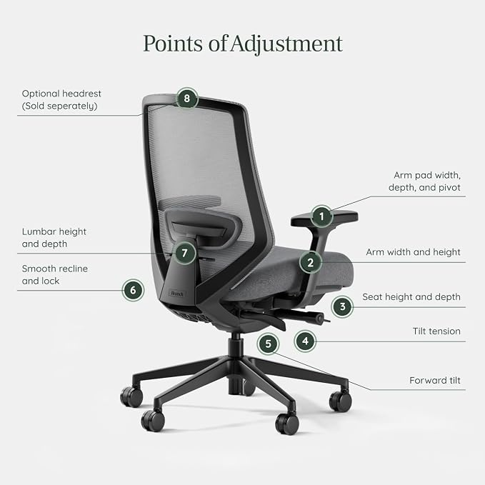 Branch Ergonomic Chair Pro, Mesh Office Chair with 14 Points of Adjustment | Height, Depth and Tilt Adjustable, 5D Armrests, Forward Tilt, Smooth Recline, and Lumbar Support, Boulder - Image 4