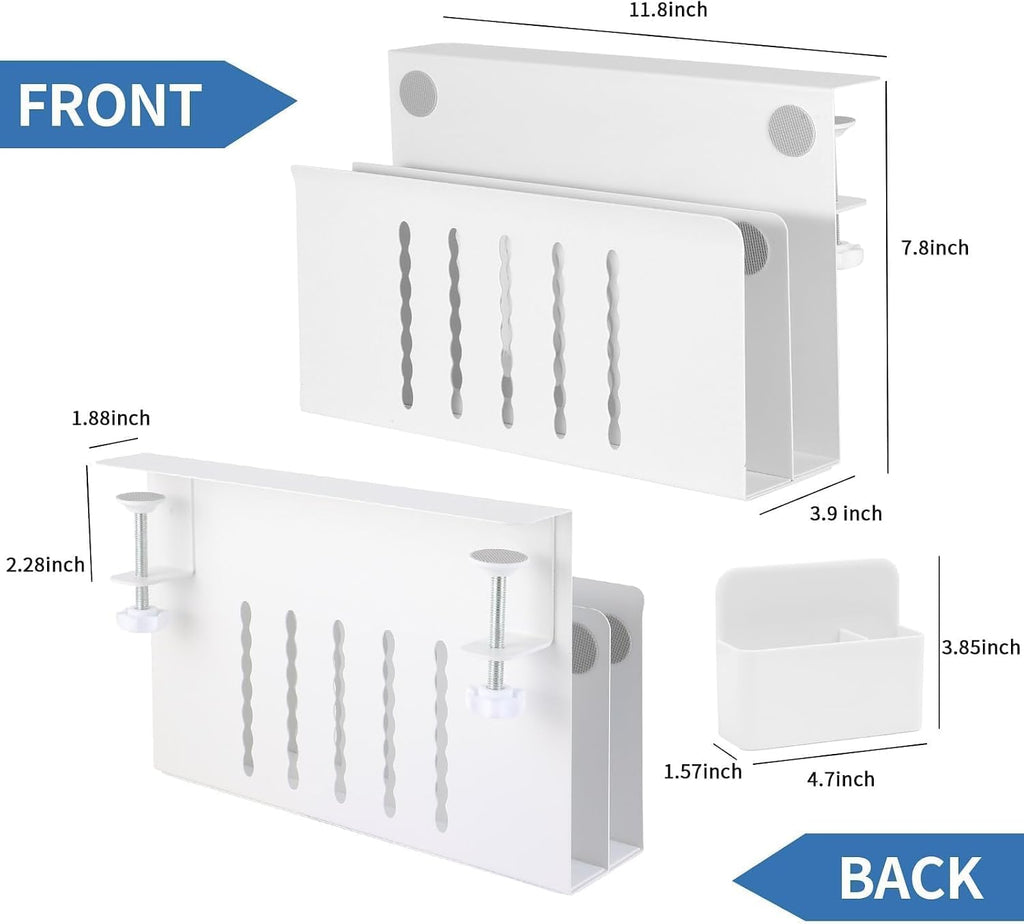 2 Tie Desk Side Storage, Under Desk Laptop Holder, White - Image 8