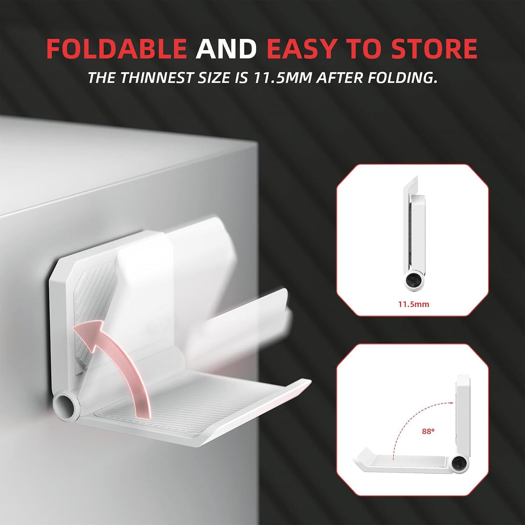 PlayVital FOLD Controller Holder Wall for ps5 ps4 Xbox Switch 2 Pro Headset, 2 Pack Universal Storage Organizer Gaming Controller Stand Headphone Mount - Foldable Anti-slip Adhesive Removable, White - Image 3