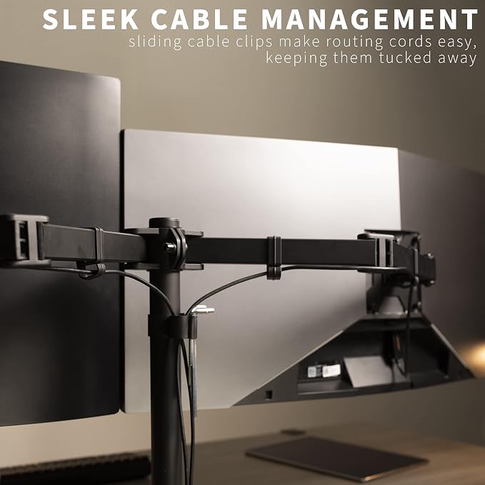 VIVO Full Motion Dual Monitor Desk Mount Clamp Stand VESA, Double Center Arm Joint, Holds 2 Screens up to 34 inches, STAND-V102D - Image 7