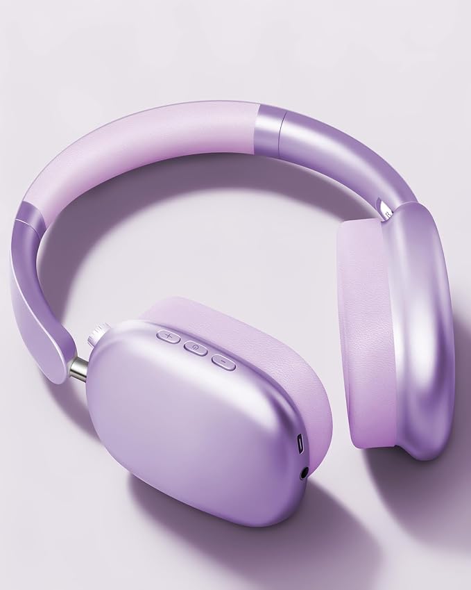 Wentronic Y01 Wireless Noise Canceling Headphones Bluetooth 5.3 Over Ear Headphones with Microphone, Hi-Res Audio, 48H Playtime, Foldable Comfortable Earpads,Compatible with iOS,Android,PC, Purple - Image 2