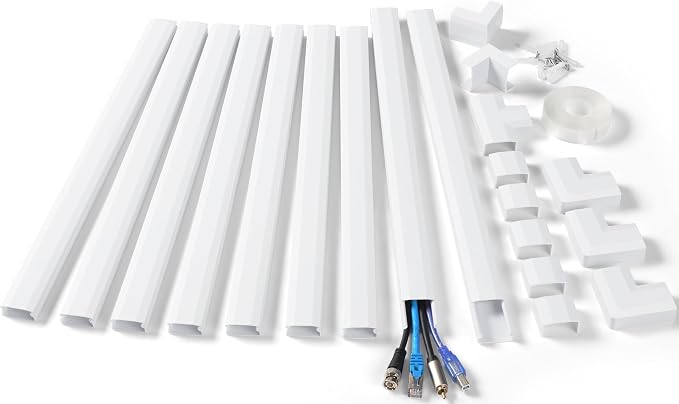153in Wall Cable Hider, Cord Hider to Hide 3-4 Cords, TV Wire Hider for Wall, Cable Management Kit, Cable Raceway White, Paintable Cable Concealer, 9 x L17in x W1.18in x H0.6in - Image 7