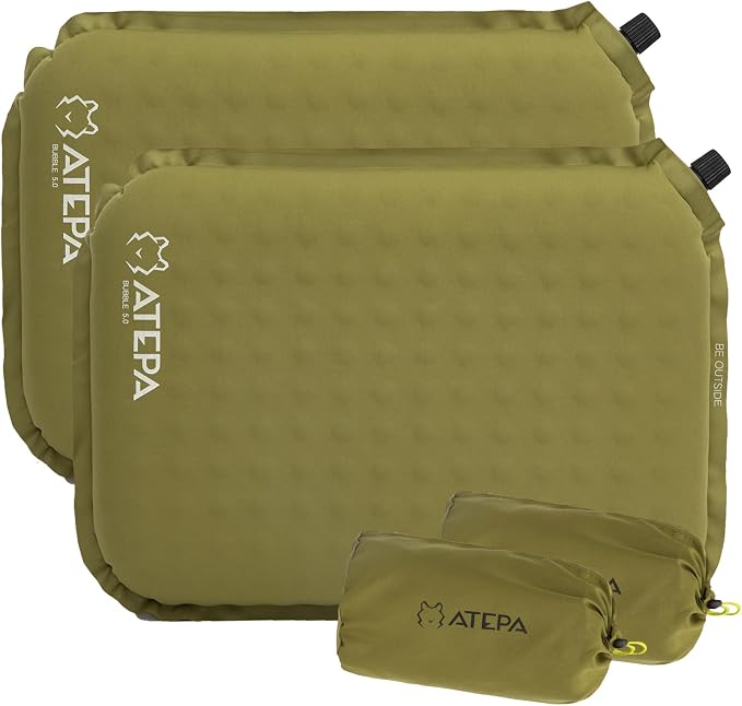 ATEPA Inflatable Seat Cushion | 2" & 2.5" Foam Core Seat Pad, Self Inflating, Compact, Stadium, Airplane, Travel, Camping, Hiking, Sports events by ATEPA
