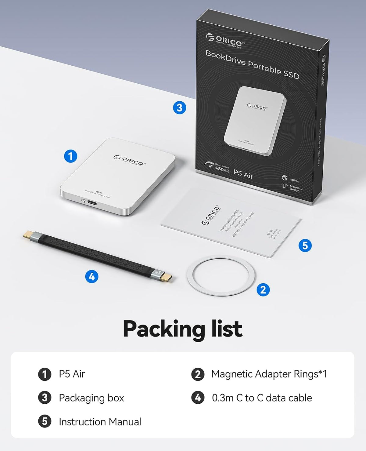 ORICO BookDrive 512GB Magnetic External SSD with SD Card Reader P5Air - Image 8