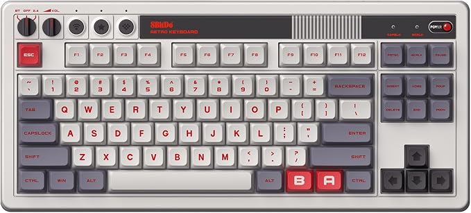 8Bitdo Retro Mechanical Keyboard, Bluetooth/2.4G/USB-C Hot Swappable Gaming Keyboard with 87 Keys, Dual Super Programmable Buttons for Windows and Android - N Edition - Image 2