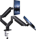 HUANUO Dual Monitor Mount for 2 Monitors up to 30 inches, Each Arm Holds Max 22lbs, Dual Monitor Stand with Advanced System, Height-Adjustable/Tilt/Swivel/Rotate, VESA Standard 75mm or 100mm by HUANUO