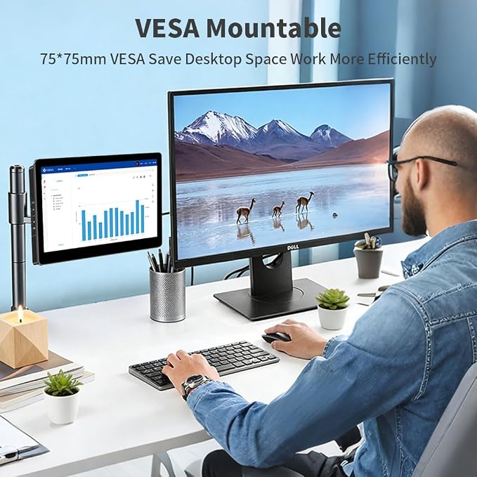 10.1” Touch Screen Monitor, IPS 1280x800 Small USB-C Secondary Display, 10-Point Touch, HDMI, VESA, Dual Speakers, Mini Monitor for Laptop PC Rasp Pi - Image 7