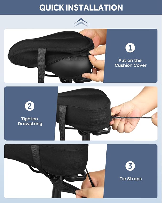 Bike Seat Cushion, Gel Bicycle Saddle Cover for Men Women Comfort Cycling | MXMXK Bike Seat Cover Gel Padded Comfortable for Stationary Exercise & Peloton Bikes, Mountain & Road, City Cruise Bikes - Image 6
