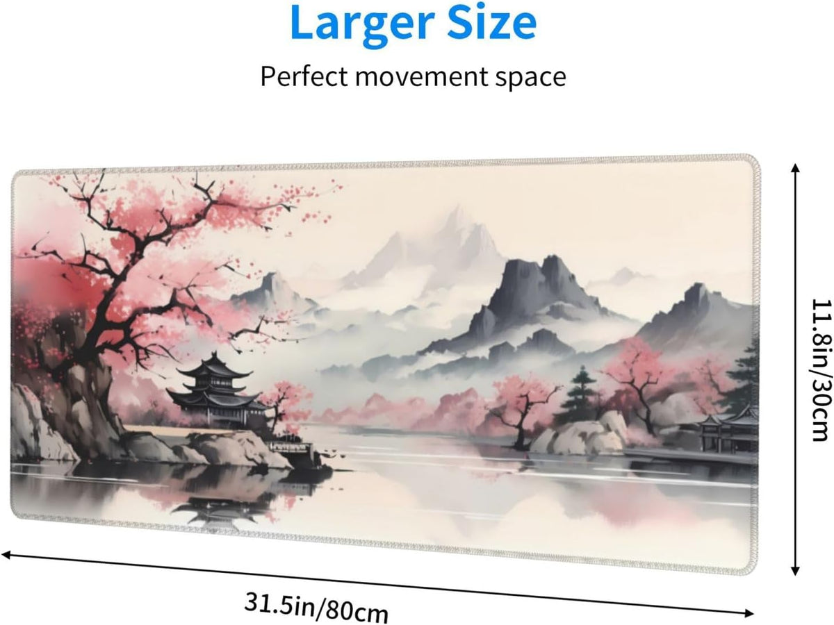 Gaming Mouse Pad Desk Pad,Extended Big Mouse Pad,31.5x11.8 Inch Long Computer Keyboard Mouse Mat Mousepad with 3mm Non-Slip Base and Stitched Edge for Gaming and Office - Image 2