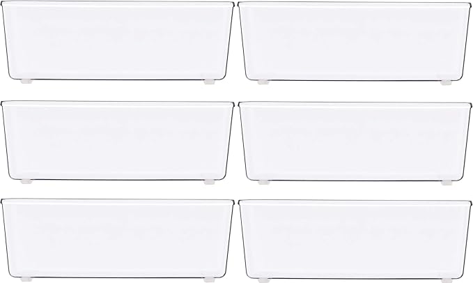 Simple Houseware Clear Desk Drawer Organizer, 3.25"x 6.25", 6 Packs | For Desk, Office, Bathroom, Makeup, and Craft Storage - Image 2
