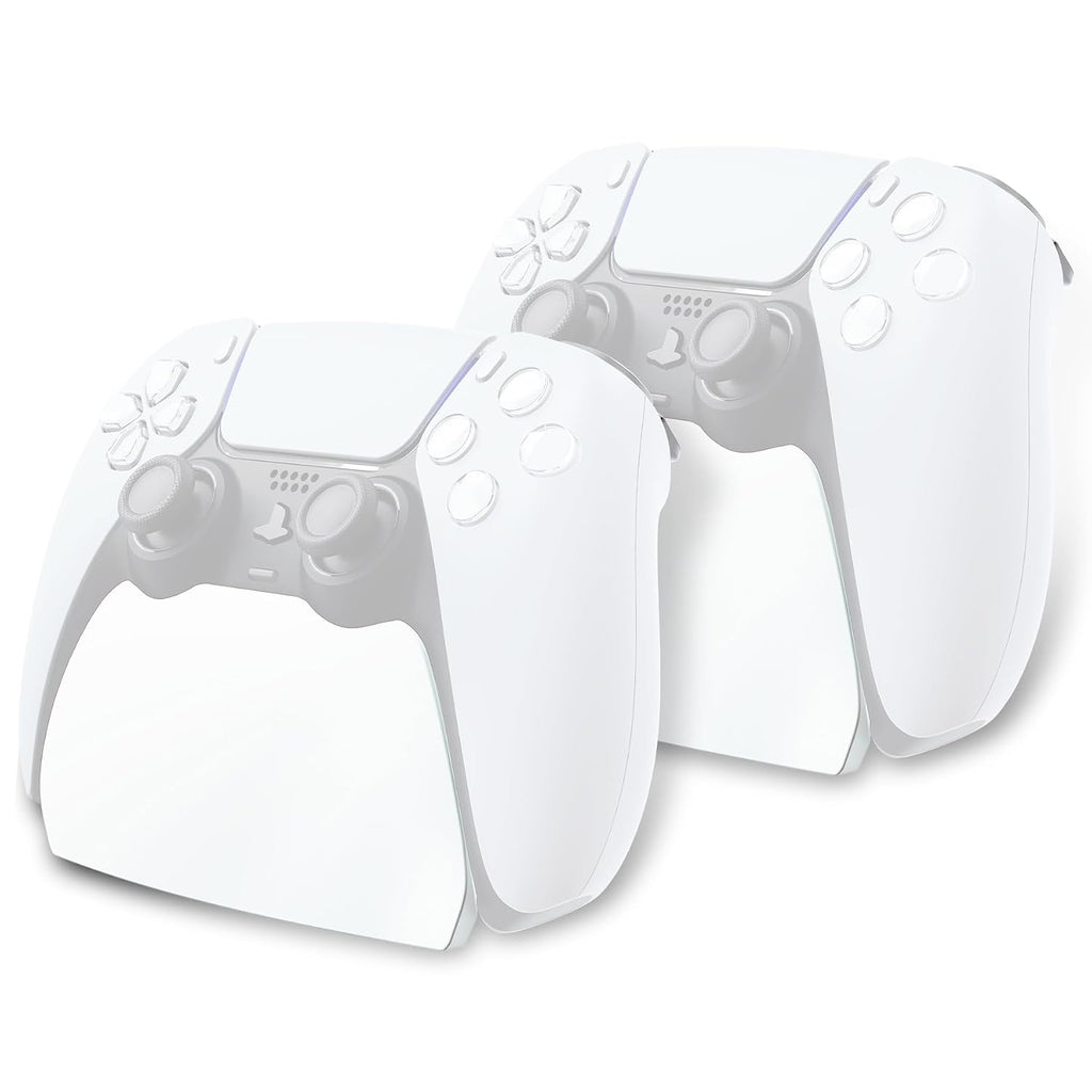 playvital 2 Pack Controller Display Stand for ps5, Gamepad Stand Desk Holder for ps5 Controller Accessories with Rubber Pads, White by playvital