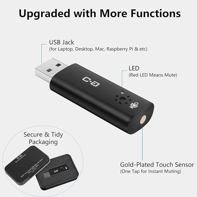 Upgrade USB Microphone with Touch Mute for Laptop & Desktop Computer | Plug-and-Play Condenser Mic with Mute LED Indicator, Clear Audio for Calls, Meetings, Study & Travel - Image 5