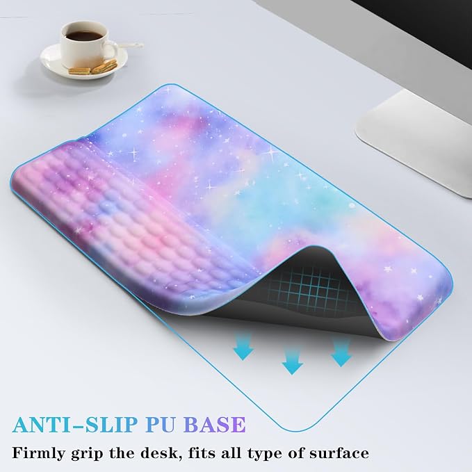 Computer Keyboard Stand with Wrist Rest, Ergonomic Tilted Keyboard Holder - Keyboard Riser with Wrist Pad - Keyboard Tray Support for Office Home -Colorful Stars - Image 4
