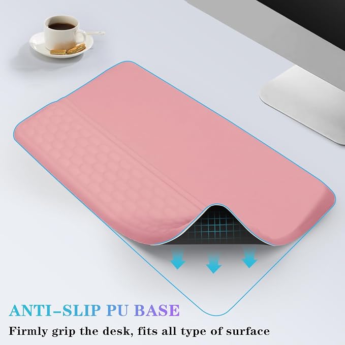 Computer Keyboard Stand with Wrist Rest, Ergonomic Tilted Keyboard Holder - Keyboard Riser with Wrist Pad - Keyboard Tray Support for Office Home - Pink - Image 5