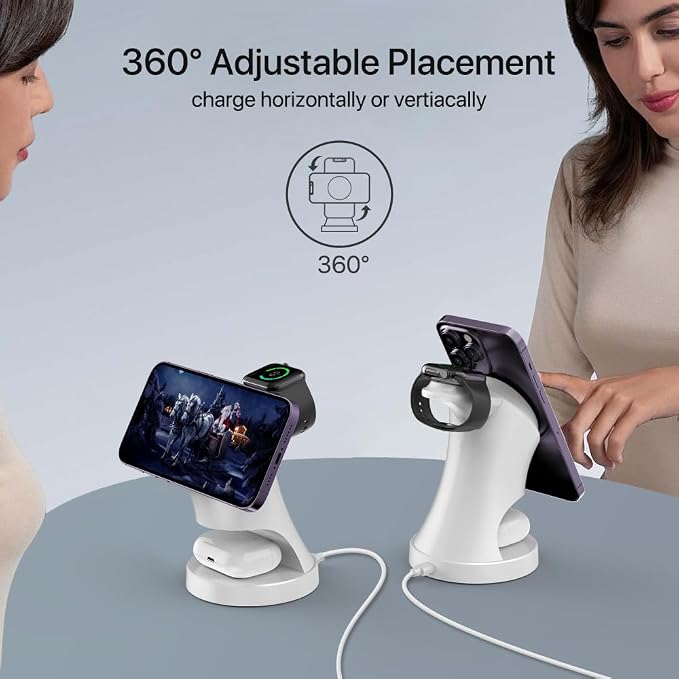 3 in 1 Wireless Charging Station for Apple Devices,Magsafe Charger for IPhone17 16 15 14 13 12 Pro/Max/Plus/Mini Wireless Charger Station for AirPods 2/3/4Pro iWatch Ultra11/10/9/8/7/SE/6/5/4/3/2 - Image 5