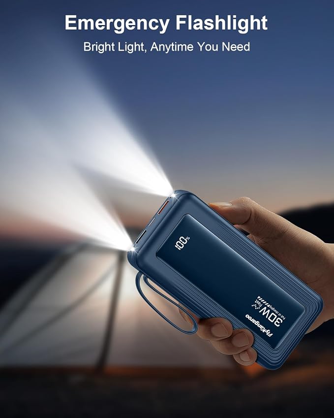 Portable Charger 27000mAh 30W Fast Charging Power Bank | Built-in Cables, LED Display, 6 Outputs & 2 Inputs, USB C Battery Pack, Compatible with iPhone, Samsung, Google - Image 4
