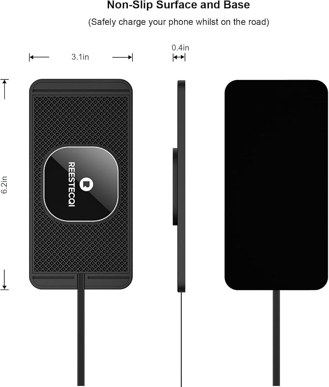 Magnetic Wireless Car Charger Pad, REESTECQI 15W Wireless Charging Pad for Magsafe Charger Non Slip Type C with 40W Car Charger for iPhone 17/16/15/14/13/12, Airpods (30CM Cable) - Image 7
