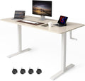 Whole Piece Manual Standing Desk Adjustable Height with Lockable Casters- Hand Crank Stand up Desk with Wheels, Mobile Sit to Stand Workstation with Handle by iWkstationUS