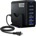 165W GaN Charging Station, 6-Port USB C & USB A Charger, Black | 165W GaN, 6-Port USB Charging Station, 3x40W USB-C + 3x15W USB-A, ABS+PC, Charge 6 Devices, Home Office Travel by Unknown