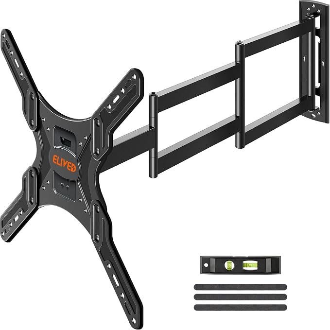 ELIVED Long Arm TV Wall Mount for 26-65" TVs, Max VESA 400x400, 77 Lbs Load | 37.4in long extension, full motion swivel & tilt, durable wall bracket for household flat screen TVs by ELIVED