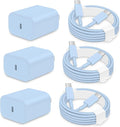AISNI iPhone 17/16/15 Charger Fast Charging 3 Pack Type C Chargers | 20W USBC Charger Block for iPhone 17 16 15 Pro max iPad Pro with Long 6 FT iPhone USB C Cable-Blue by AISNI