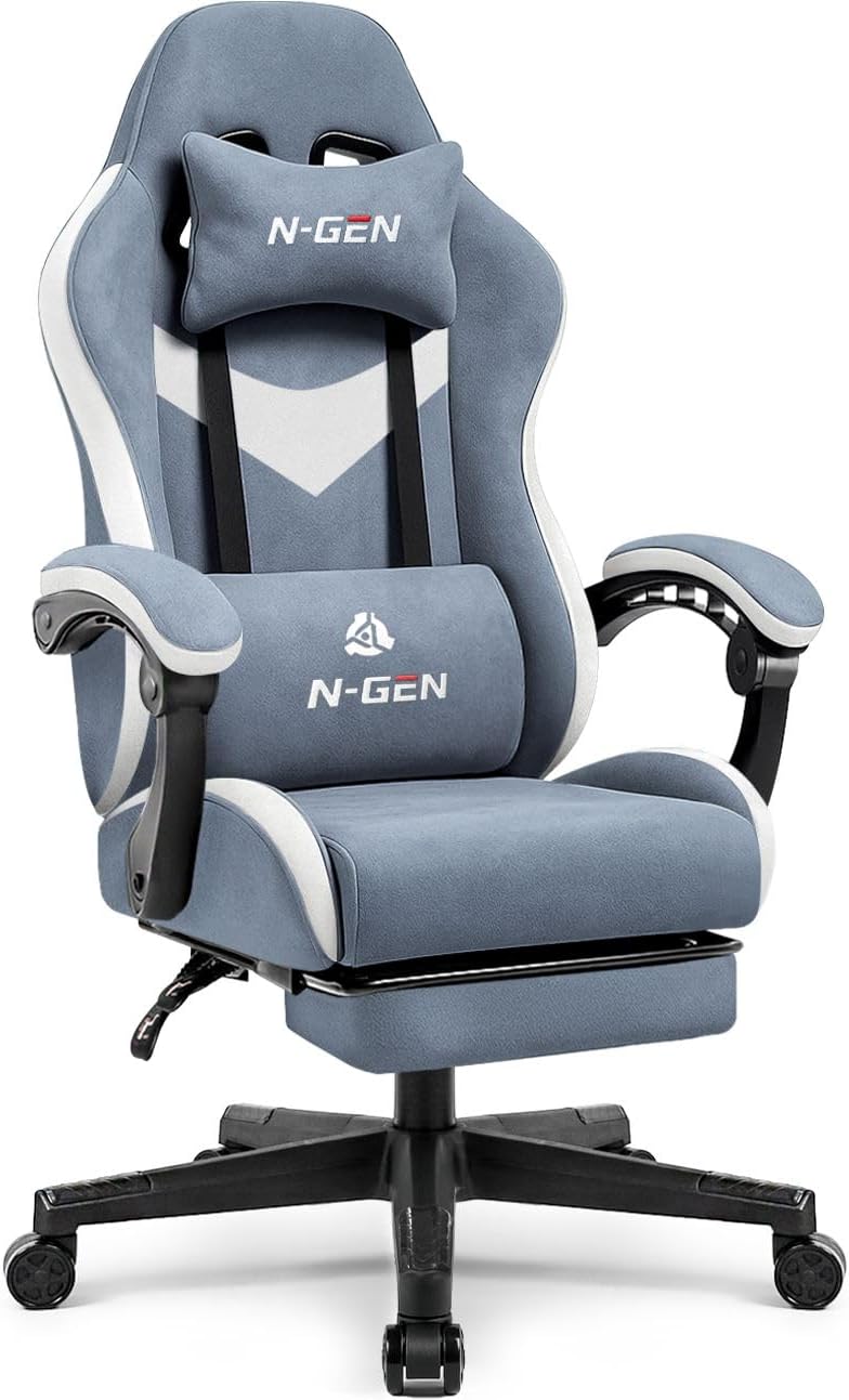 N-GEN GAMING Gaming Chair, Lumbar Support with Breathable Fabric, Blue by N-GEN GAMING