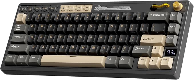 RK ROYAL KLUDGE M65 Wireless Gaming Keyboard with Volume Knob, 60% Hot Swappable Mechanical Keyboard 2.4G/BT/USB-C, Gasket Mount, Battery Display, PBT Keycaps, Hot-Swappable Cream Switch, Black by RKROYALKLUDGE