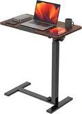 DUMOS Rolling Desk, Laptop Desk, Overbed Table with Wheels | Mobile Overbed Bedside, Portable Computer Workstation, Bed Sofa Couch, Adjustable Height, Chocolate by DumosLifestyle